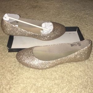 Gold glitter flats size 7